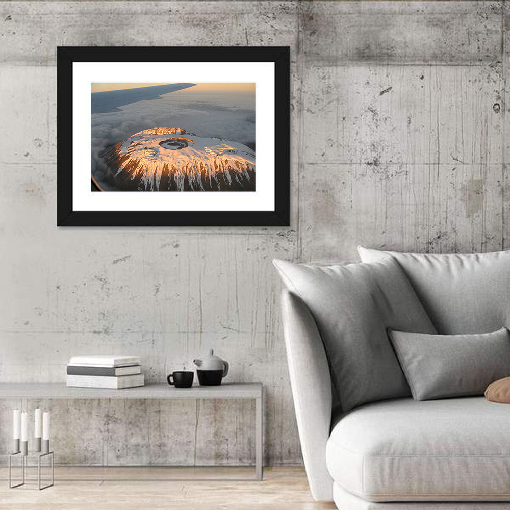 Mount Kilimanjaro Sunset Wall Art in a room, landscape