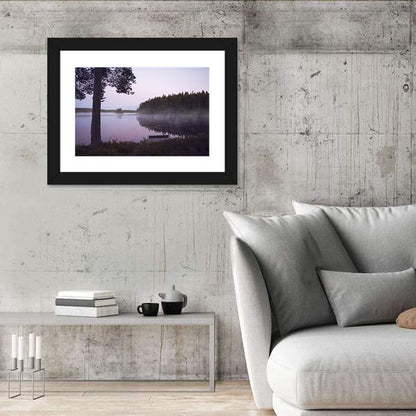 Misty Lake with Bench Wall Art