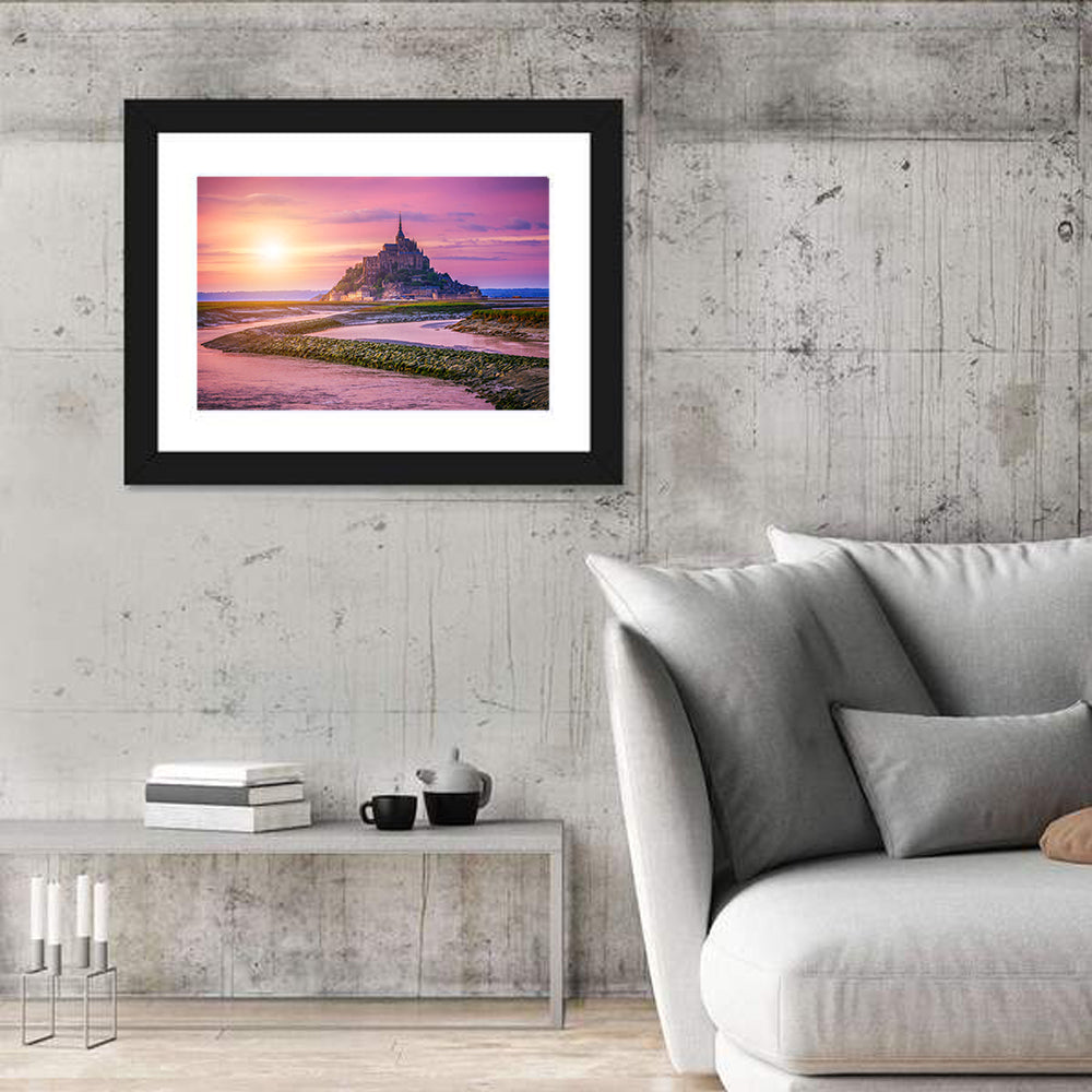 Mont Saint-michel Sunset Wall Art in a room, landscape