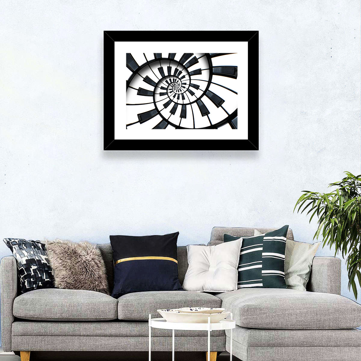 Recursive Spiral Piano Keys Wall Art