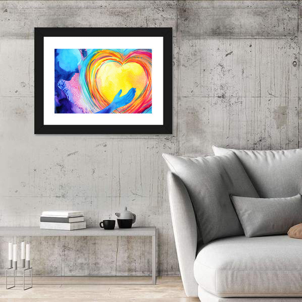 Blue Silhouette with Radiant Heart Wall Art