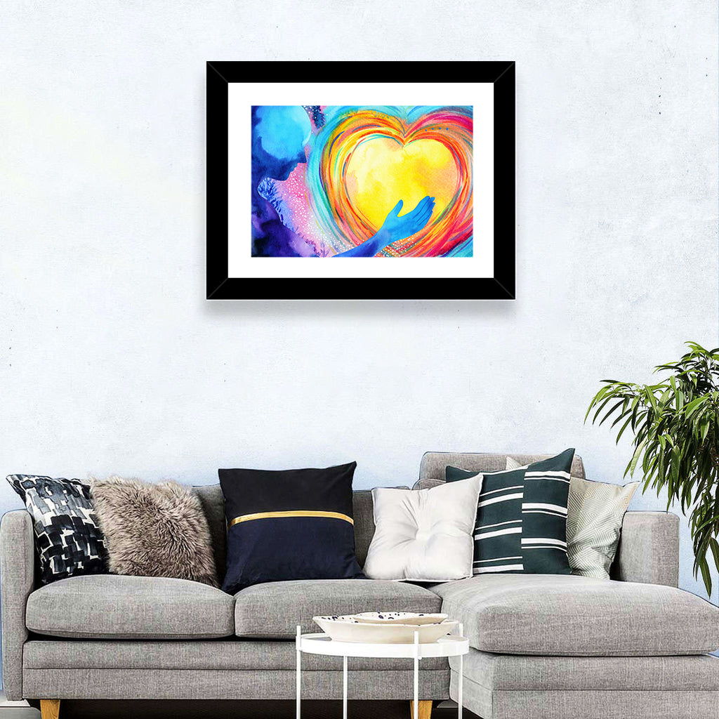 Blue Silhouette with Radiant Heart Wall Art