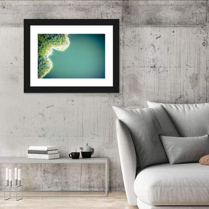 L-shaped Coastline Over Teal Lake Wall Art