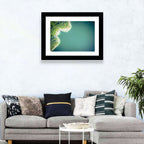 L-shaped Coastline Over Teal Lake Wall Art