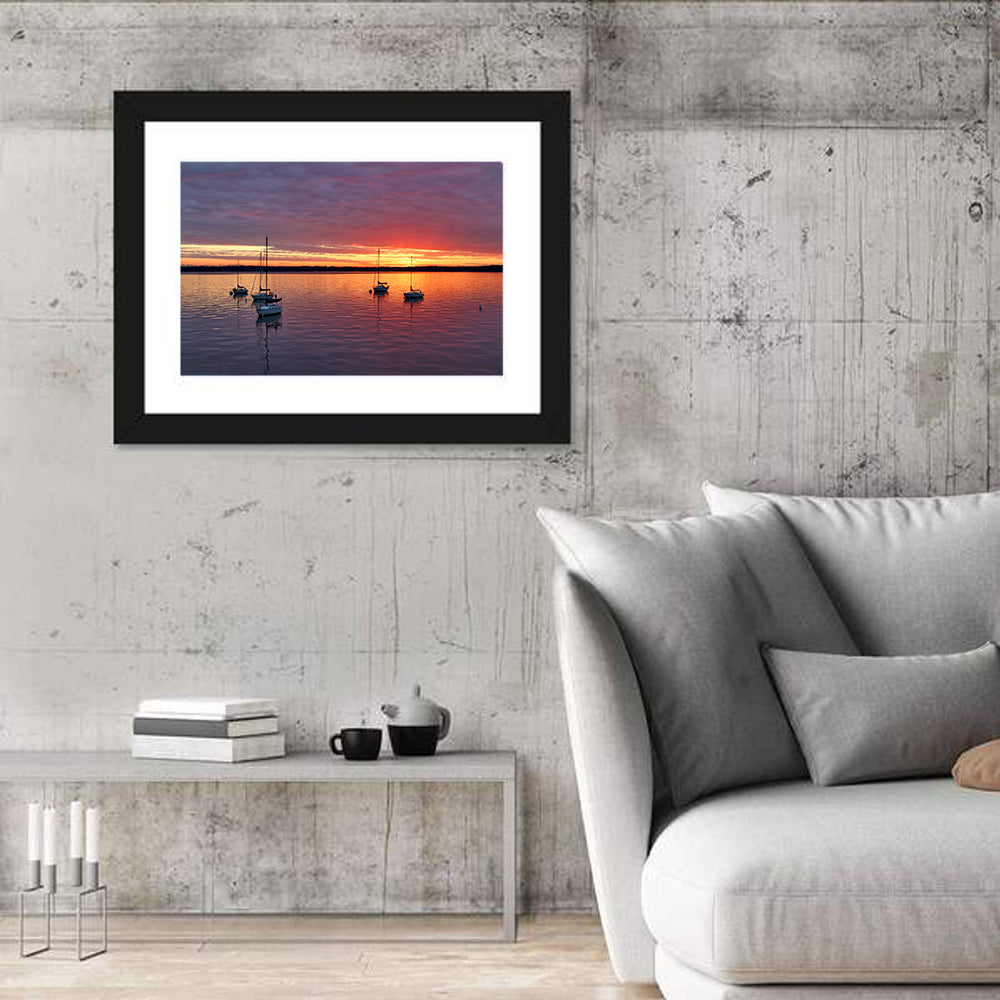 Lake Mendota Sailboats at Sunset Wall Art