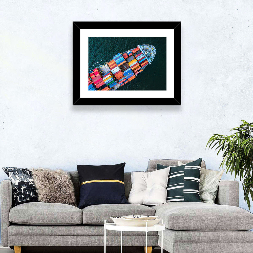 Container Ship Aerial View Wall Art