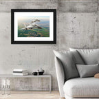 Twin Fighter Jets Over Cityscape Wall Art