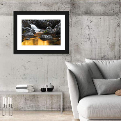 Golden Stream Waterfall Wall Art