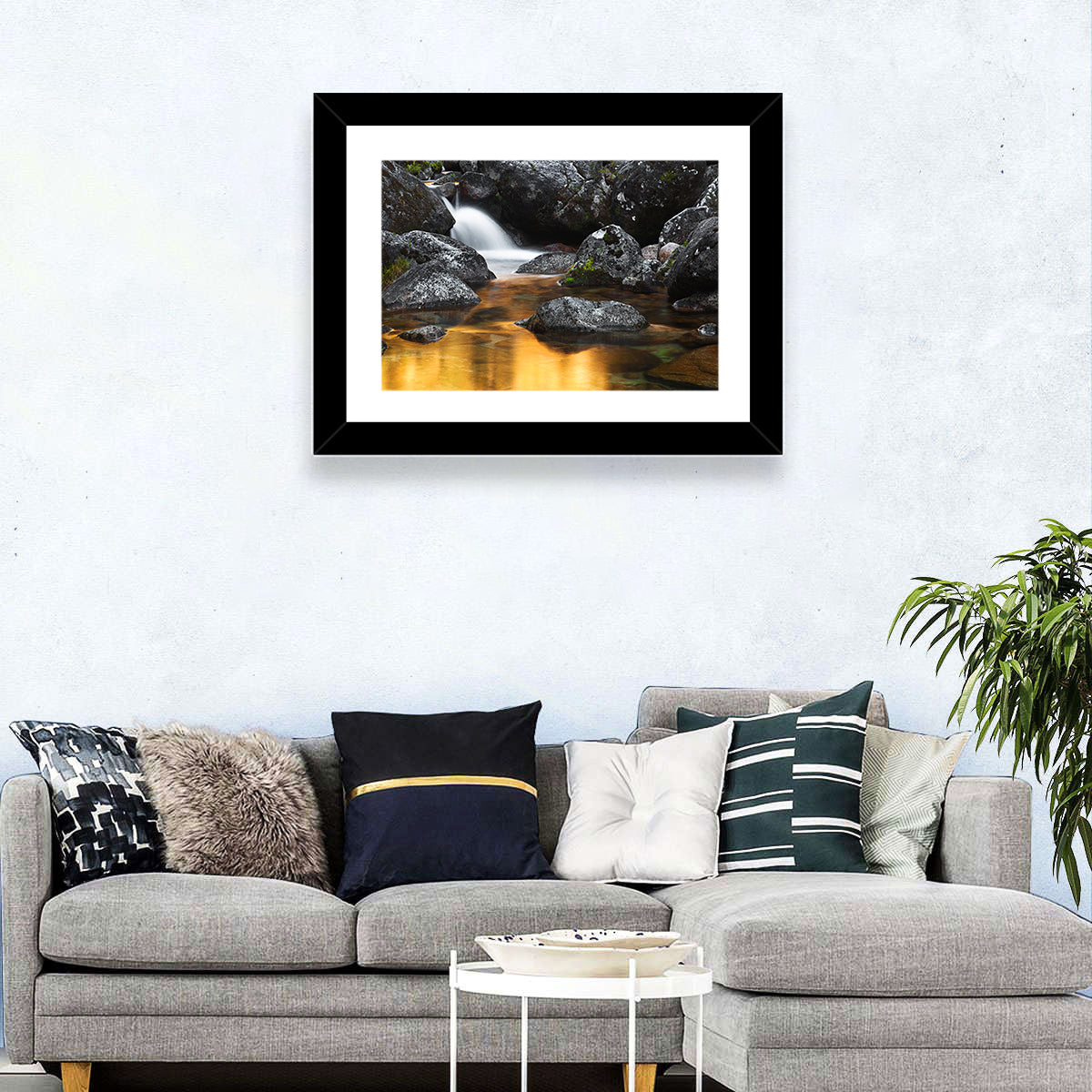 Golden Stream Waterfall Wall Art