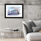Countryside Winter Lantern Illustration Wall Art
