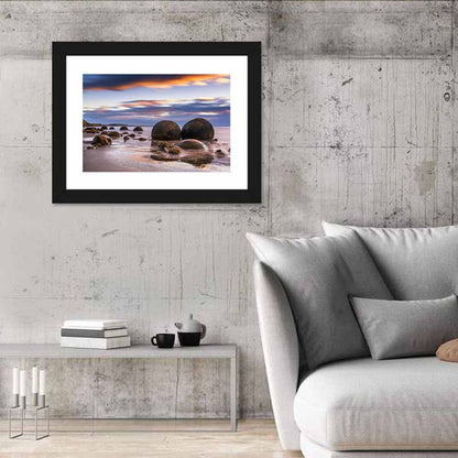 Moeraki Boulders at Sunset Wall Art