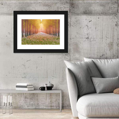 Golden Morning Forest Path Wall Art