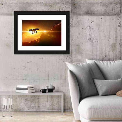 Drone Silhouette at Sunset Wall Art