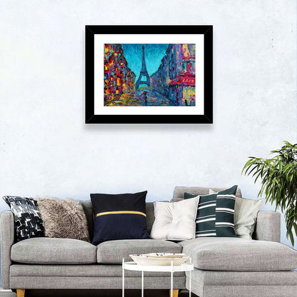 Rainy Paris Street with Eiffel Tower Wall Art