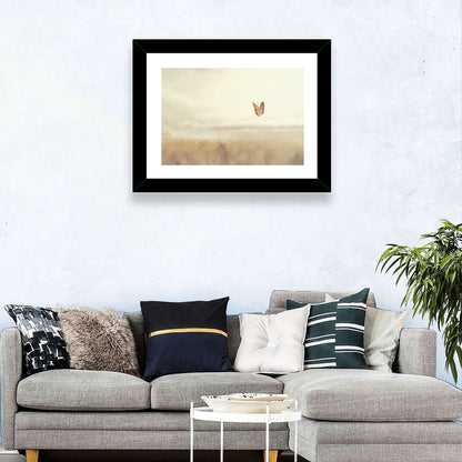 Monarch Over Beige Field Wall Art