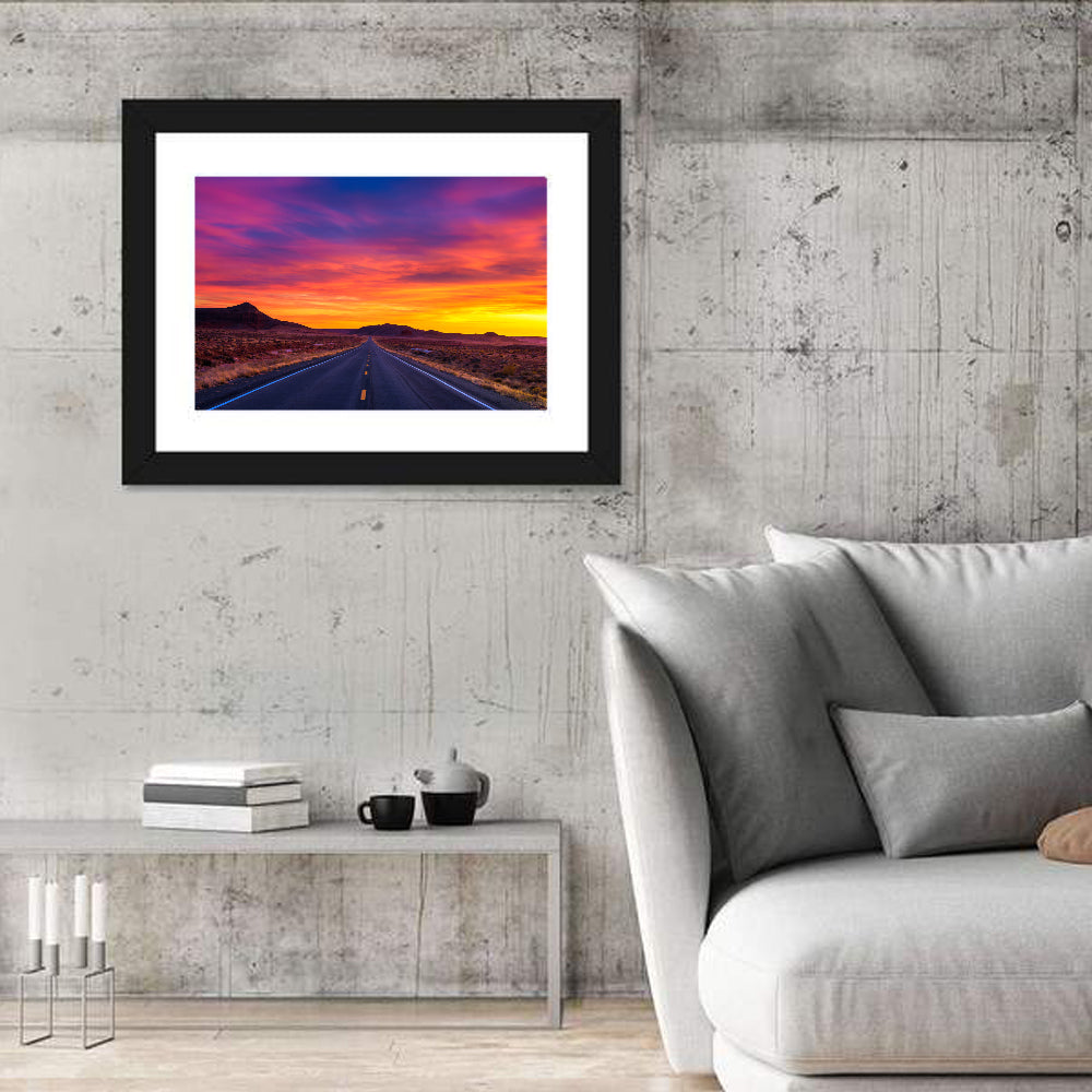 Infinite Desert Road Sunset Wall Art
