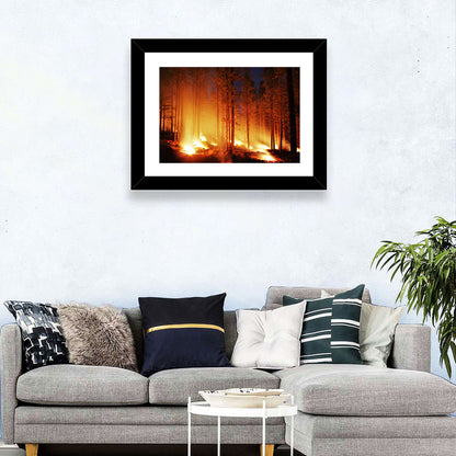 Night Forest Fire Wall Art