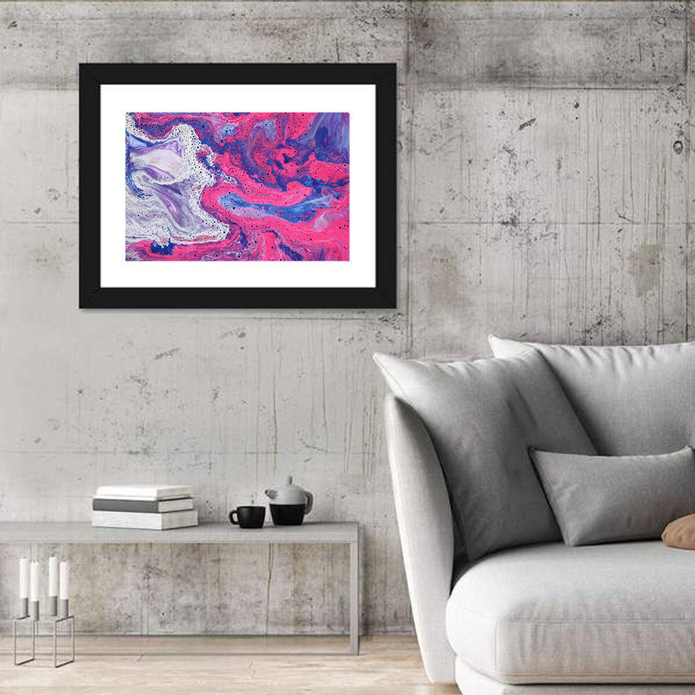 Magenta Bubble Fluid Abstraction Wall Art in a room, landscape