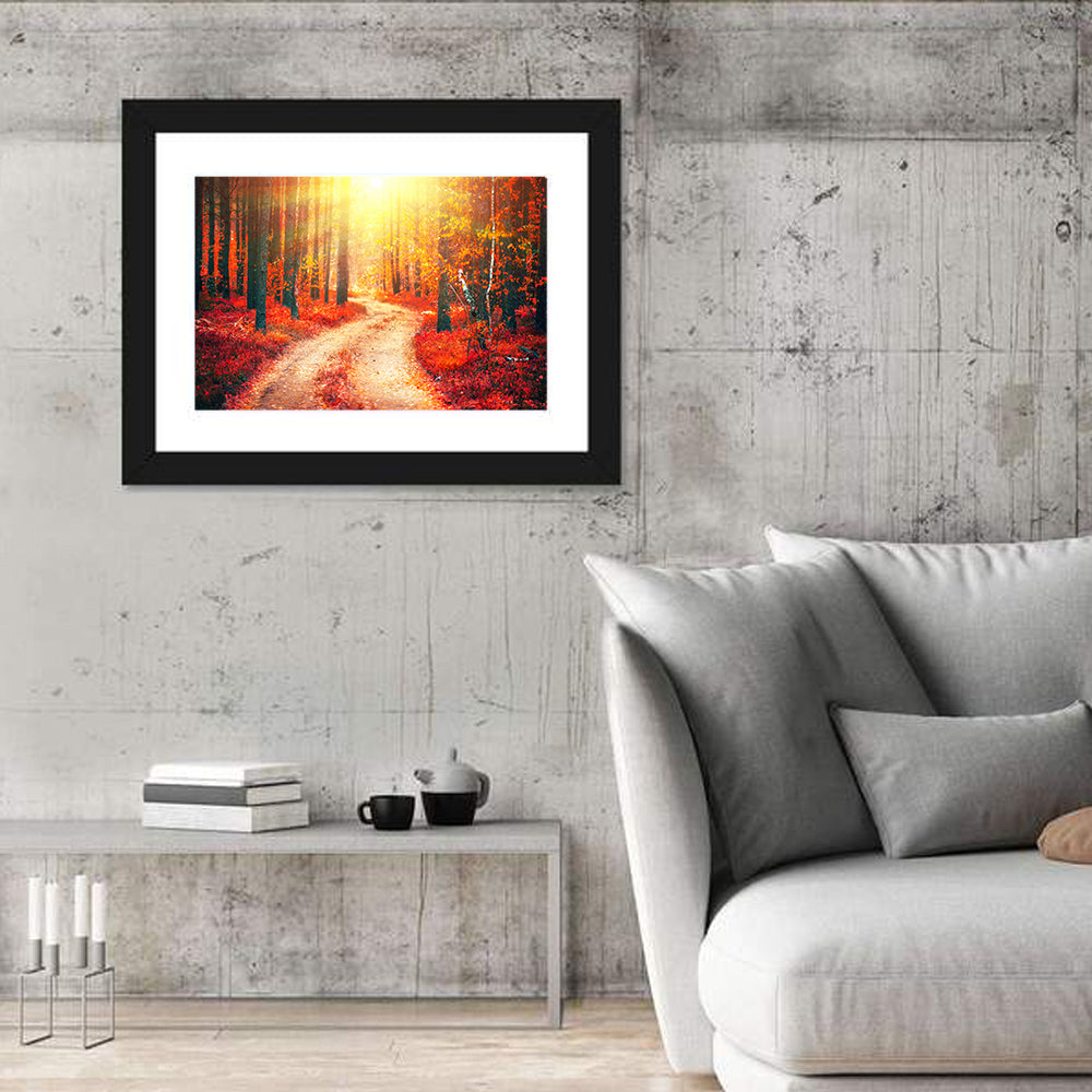Golden Path Through Autumn Woods Wall Art