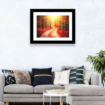 Golden Path Through Autumn Woods Wall Art