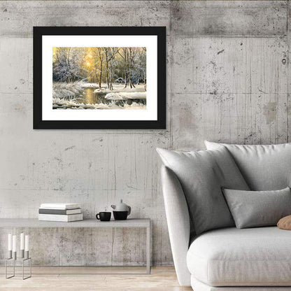 Sunlit Winter Cabin Wall Art