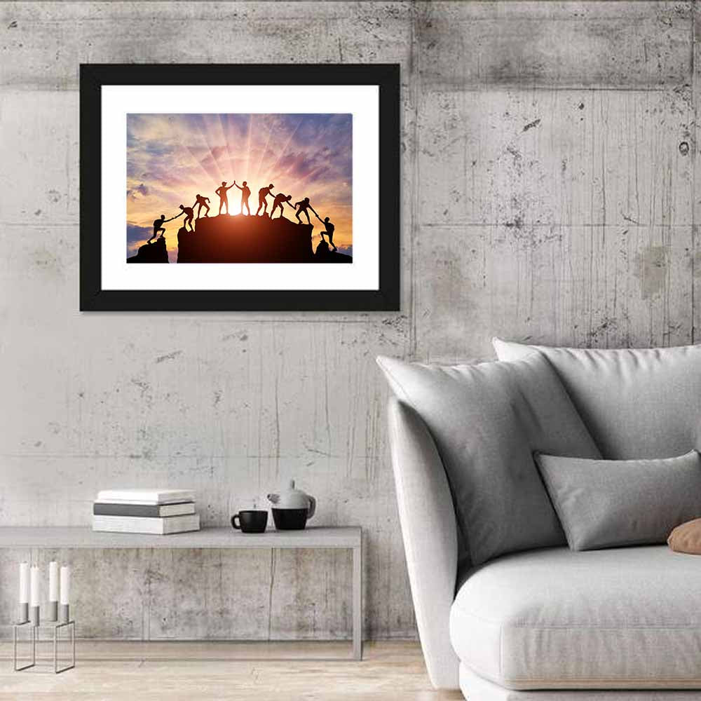 Sunburst Climbers Silhouette Wall Art