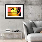 Wide-body Airplane Over Caribbean Dusk Wall Art
