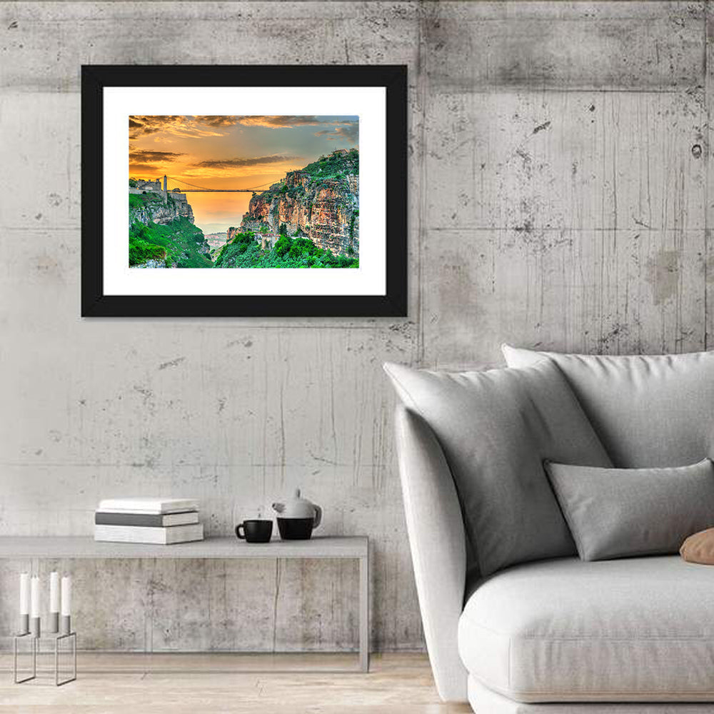 Sidi M'cid Bridge Over Constantine Canyon Wall Art in a room, landscape