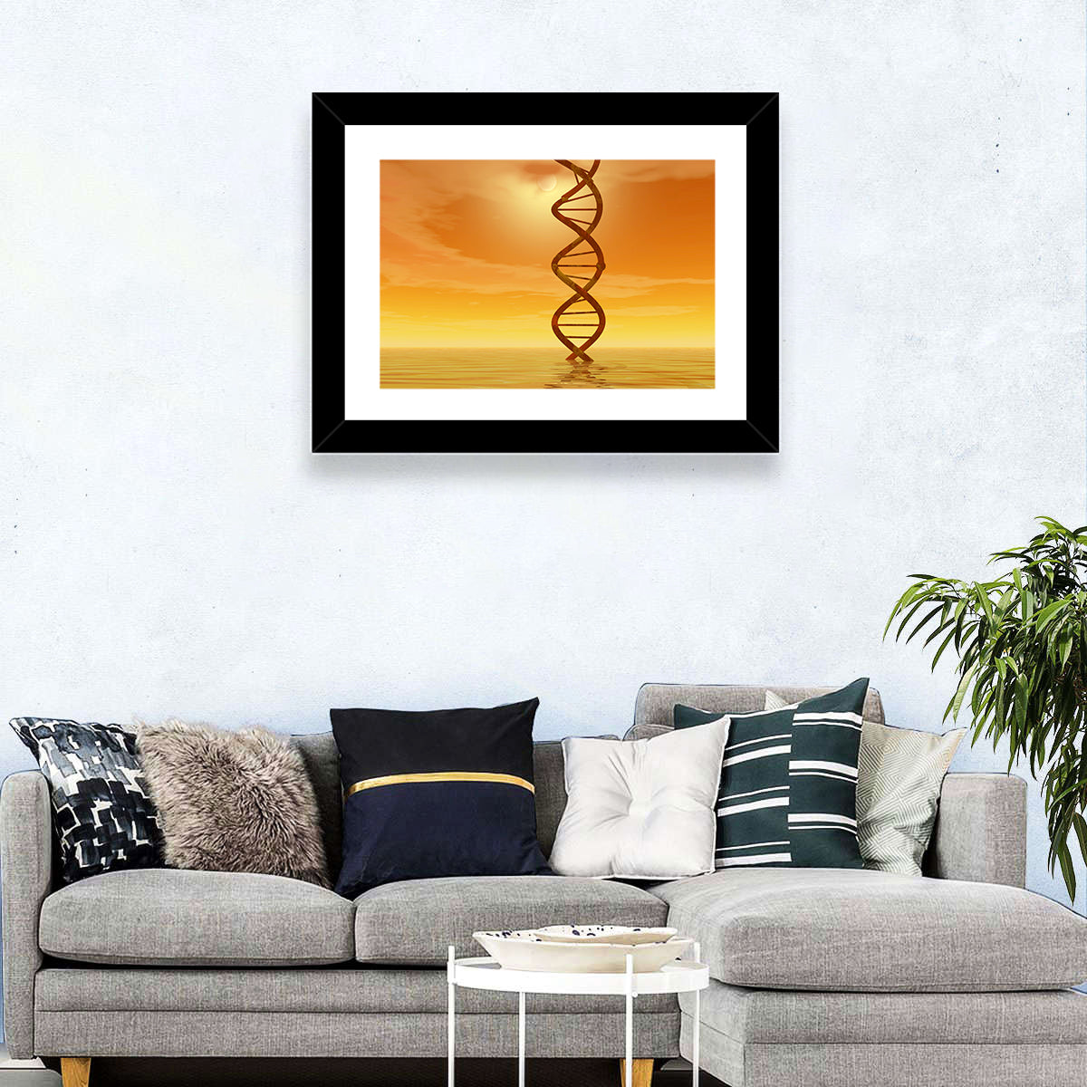 Dna Helix at Sunset Wall Art in a room, landscape