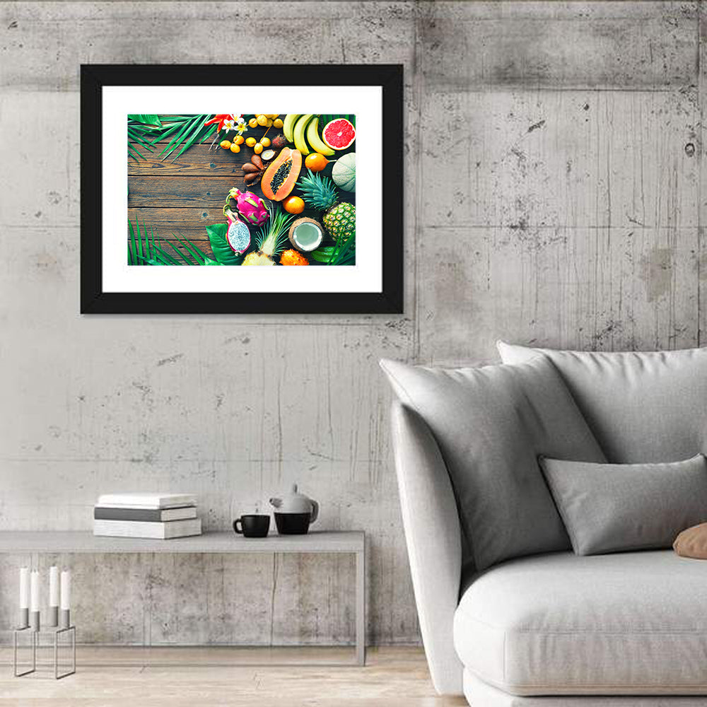 Tropical Fruit Still Life Wall Art in a room, landscape
