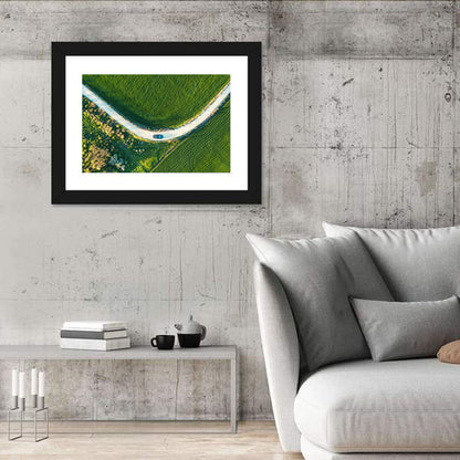 Aerial Farm Fields at Golden Hour Wall Art