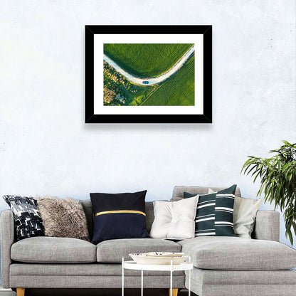 Aerial Farm Fields at Golden Hour Wall Art