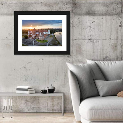 Mir Castle Sunrise Over Lake Wall Art