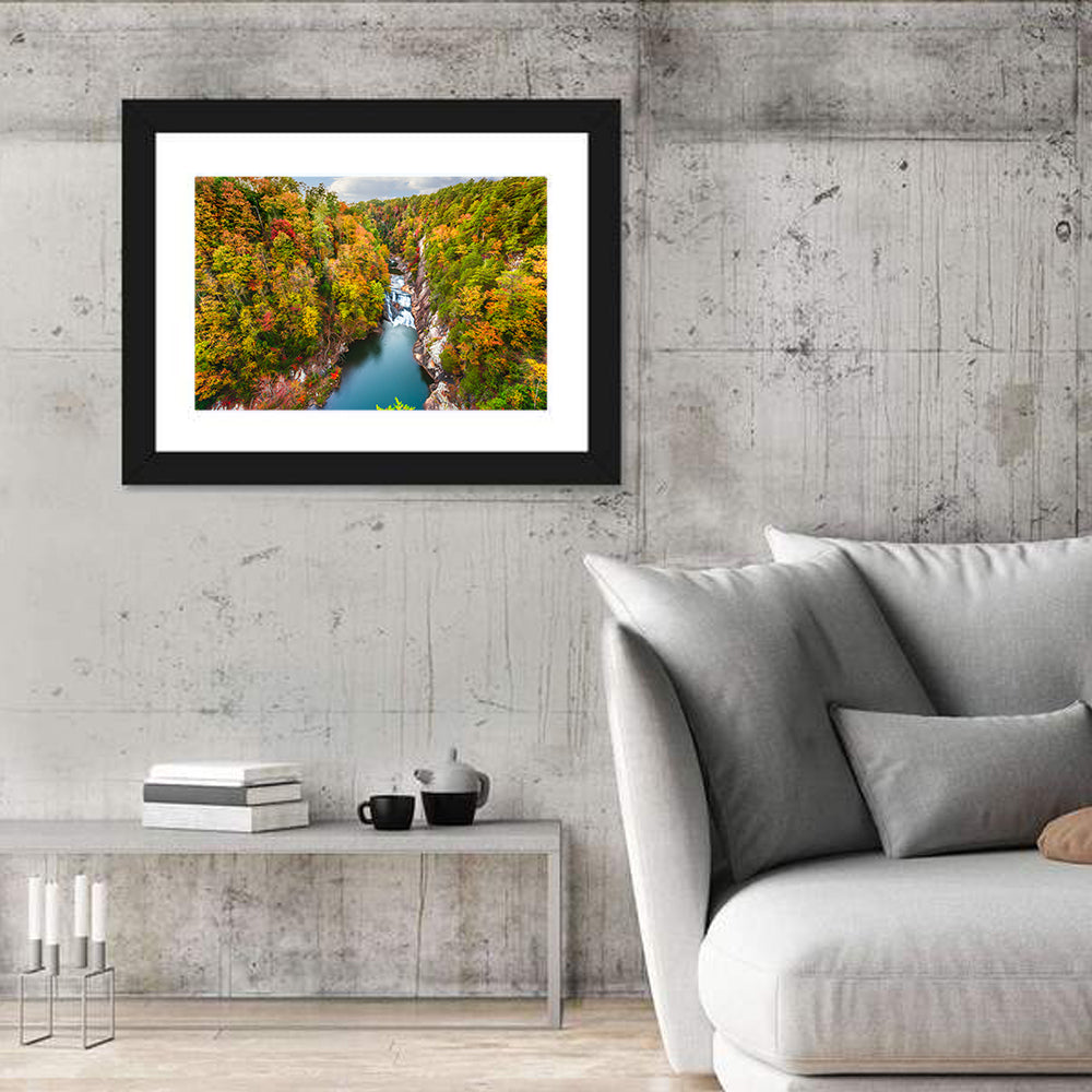 Tallulah Gorge Waterfall Wall Art in a room, landscape