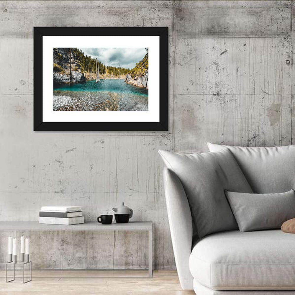 Sunken Forest at Kaindy Lake Wall Art in a room, landscape