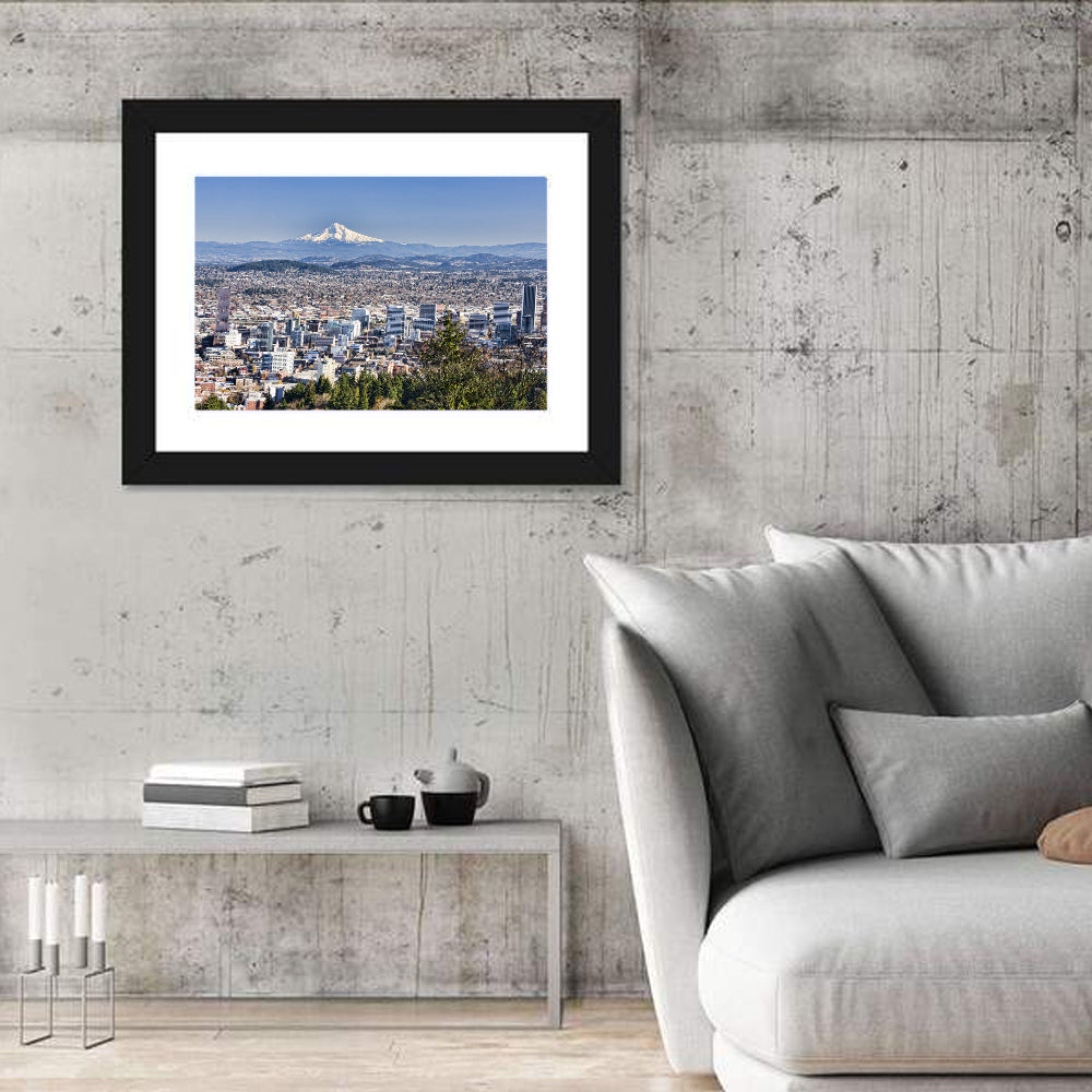 Portland Skyline with Mount Hood Wall Art