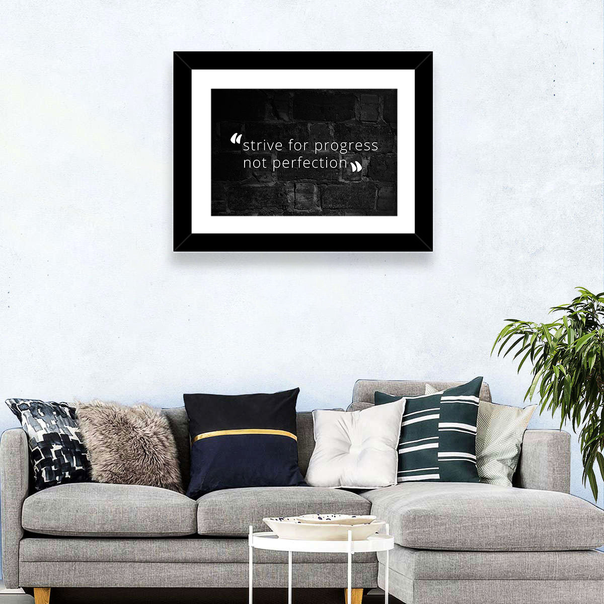 Strive for Progress Brick Typography Wall Art