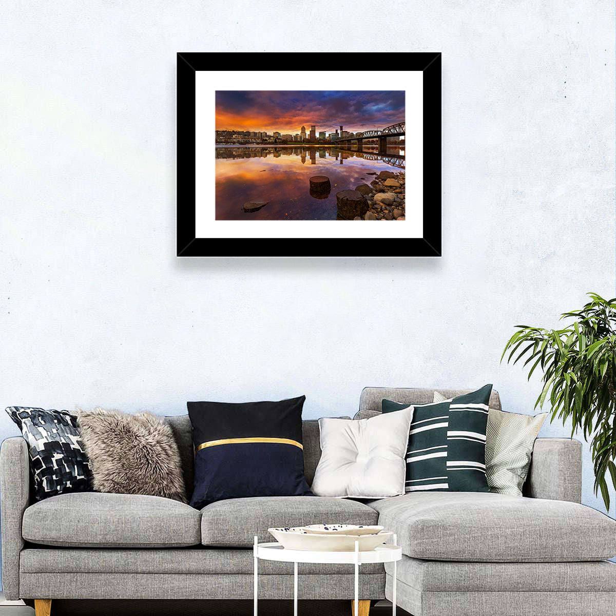 Portland Skyline at Sunset Wall Art