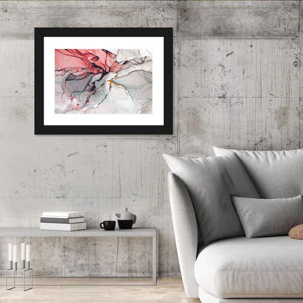 Pink Gray Marble with Gold Veins Wall Art