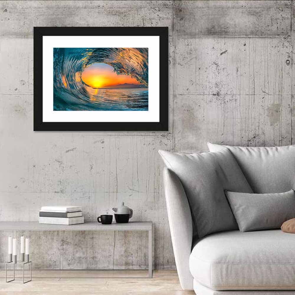 Cresting Wave Tunnel at Sunset Wall Art