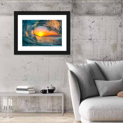 Cresting Wave Tunnel at Sunset Wall Art