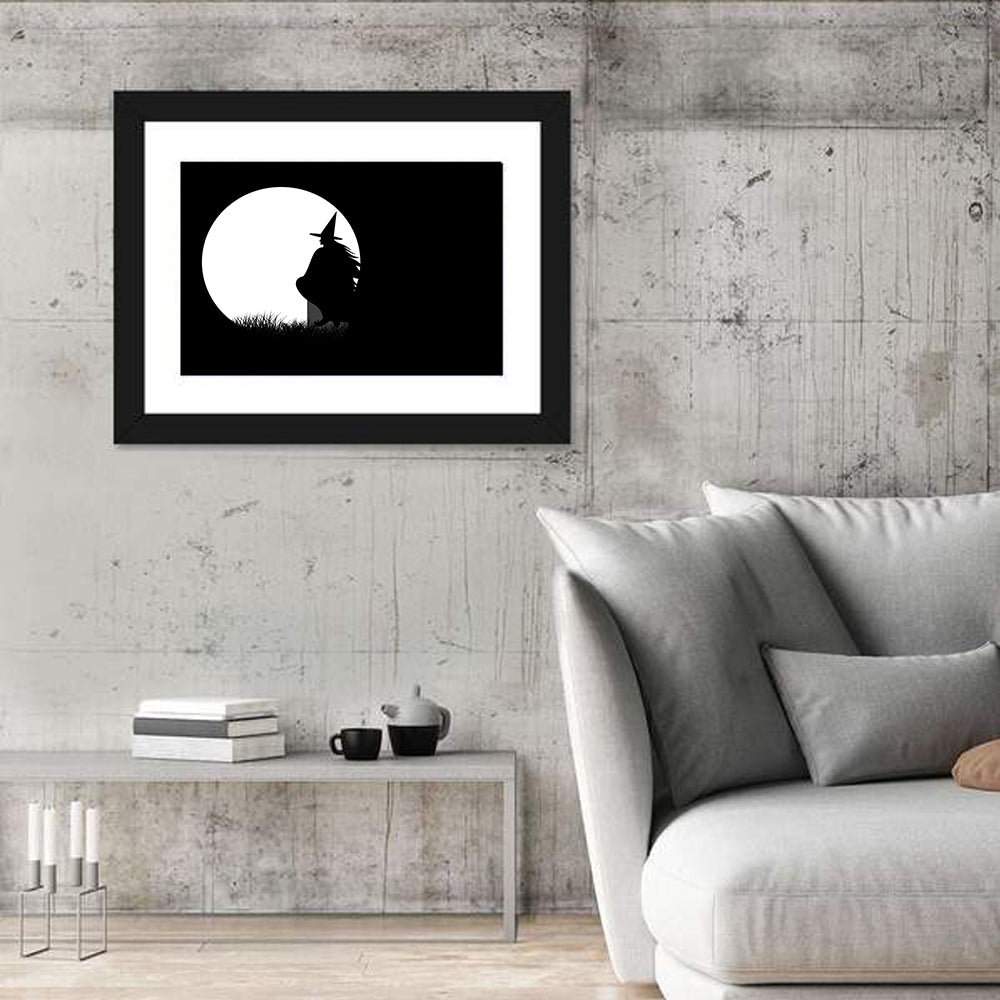 Witch and Moon Silhouette Wall Art