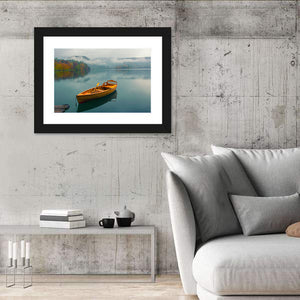 Foggy Bled Lake Boat Wall Art