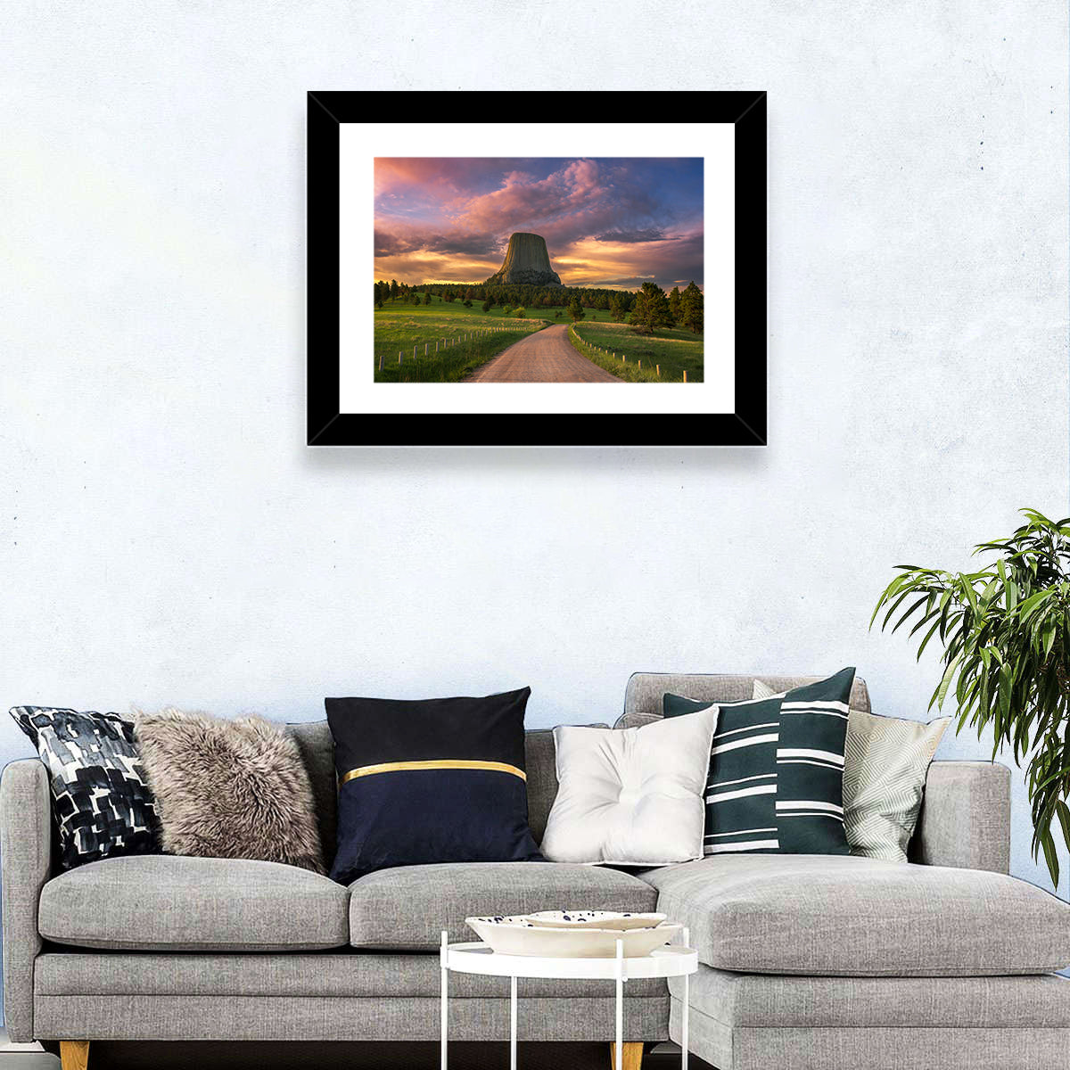 Devils Tower at Sunset Wall Art in a room, landscape