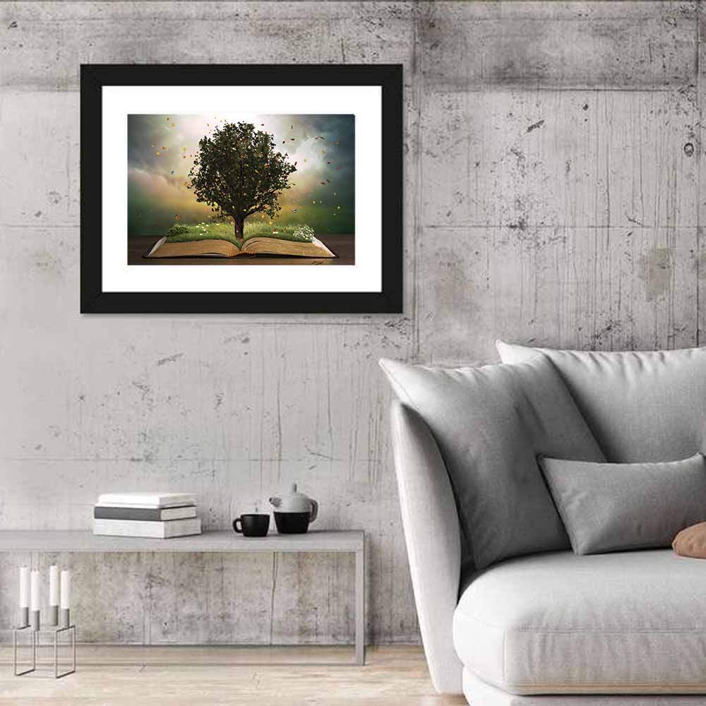 Tree Rising from an Open Bible Wall Art