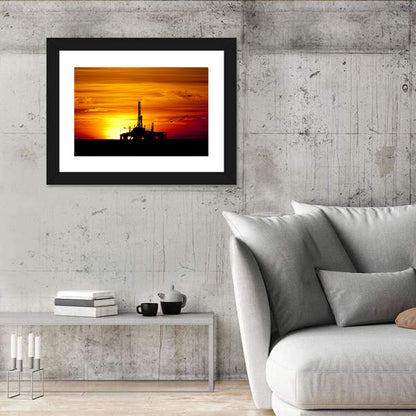 Offshore Oil Rig at Sunset Wall Art