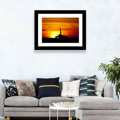 Offshore Oil Rig at Sunset Wall Art