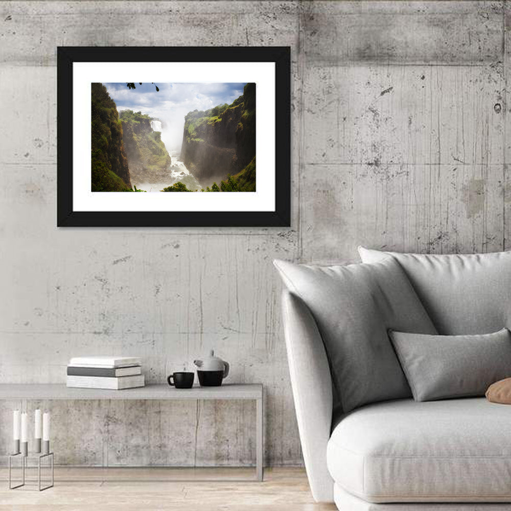 Victoria Falls Zambezi Gorge Wall Art in a room, landscape