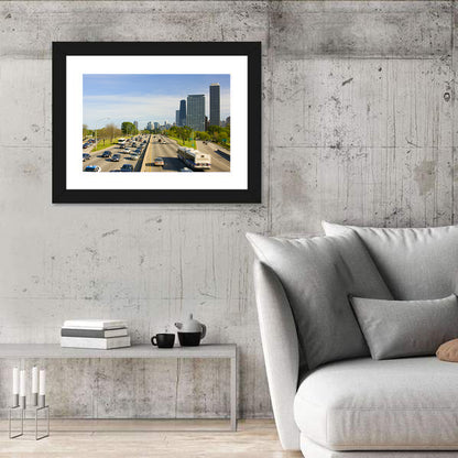 Chicago Expressway Toward Downtown Skyline Wall Art
