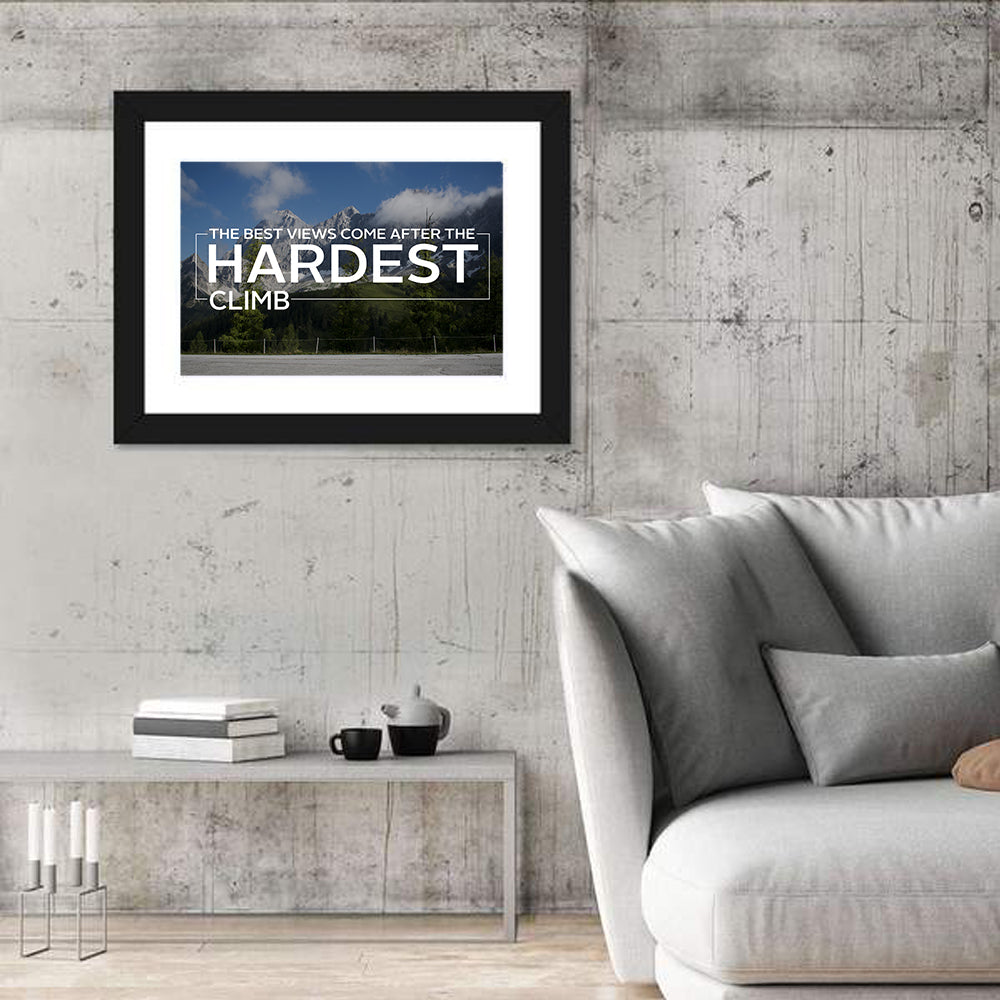 Snow Capped Peaks with Motivational Quote Wall Art